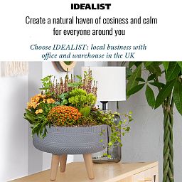 IDEALIST Lite Striped Tray Round Planter on Legs, Round Pot Plant Stand Indoor