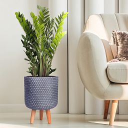 IDEALIST Lite Honeycomb Style Cylinder Planter on Legs, Round Pot Plant Stand Indoor