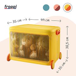 Froppi Stackable Plastic Kids Toy Storage Box with Lid, Transparent Door and Wheels