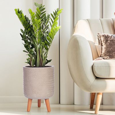 IDEALIST Lite Plaited Style Cylinder Planter on Legs, Round Pot Plant Stand Indoor
