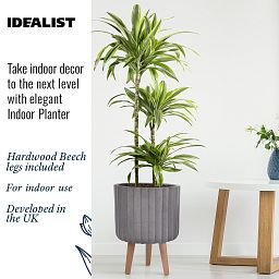 IDEALIST Lite Modern Ribbed Cylinder Planter on Legs, Round Pot Plant Stand Indoor