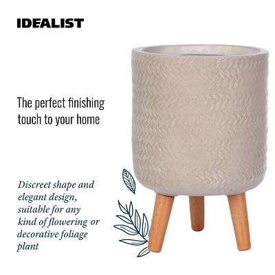 IDEALIST Lite Plaited Style Cylinder Planter on Legs, Round Pot Plant Stand Indoor
