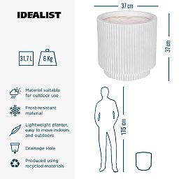 IDEALIST Lite Vertical Ribbed Cylinder Outdoor Planter