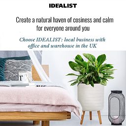 IDEALIST Lite Plaited Style Cylinder Planter on Legs, Round Pot Plant Stand Indoor