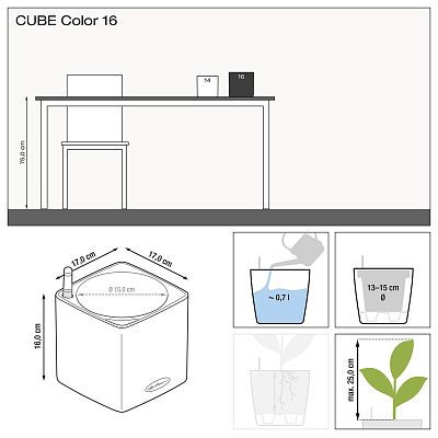 LECHUZA CUBE Color Square Poly Resin Indoor Self-watering Planter