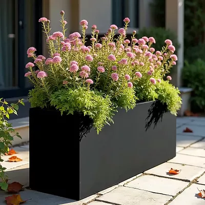 Set of 2 IDEALIST Lite Trough Garden Planters, Light Concrete Outdoor Large Plant Pots