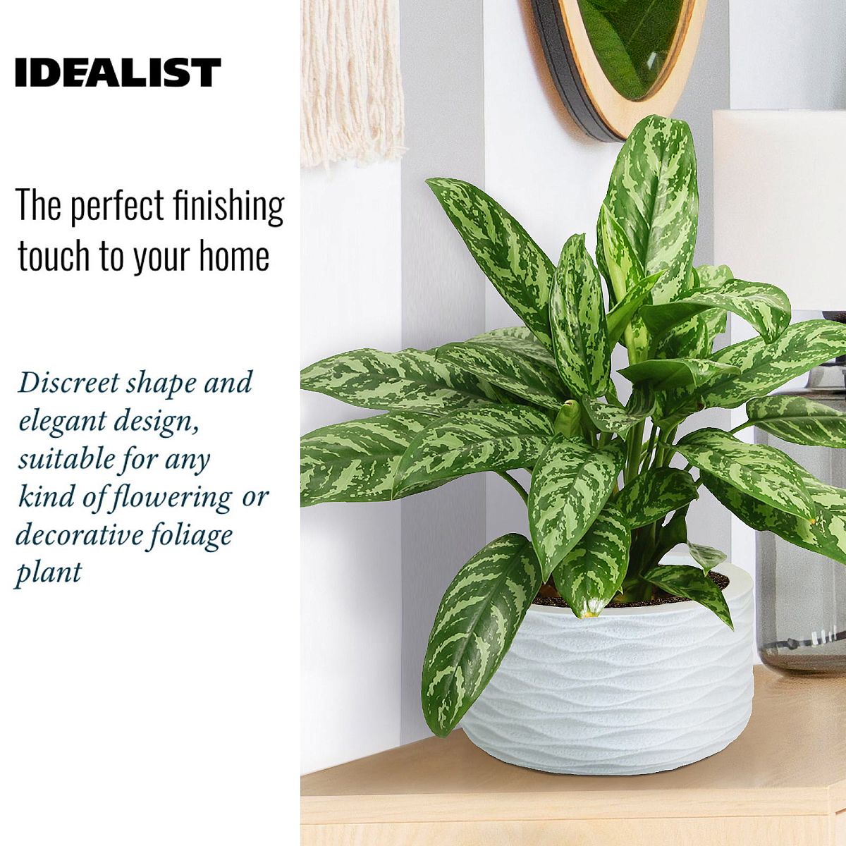 Wave Style Table and Hanging Cylinder Round Plant Pot Dual Use Indoor Planter by Idealist Lite