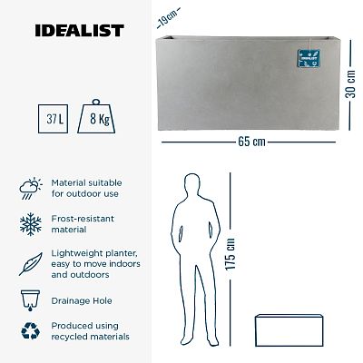 IDEALIST Lite Contemporary Light Concrete High Trough Planter