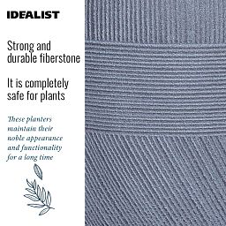 IDEALIST Lite Striped Tray Round Planter on Legs, Round Pot Plant Stand Indoor