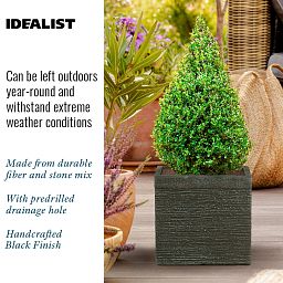 IDEALIST Lite Ribbed Light Concrete Square Planter