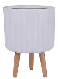 IDEALIST Lite Modern Ribbed Cylinder Planter on Legs, Round Pot Plant Stand Indoor