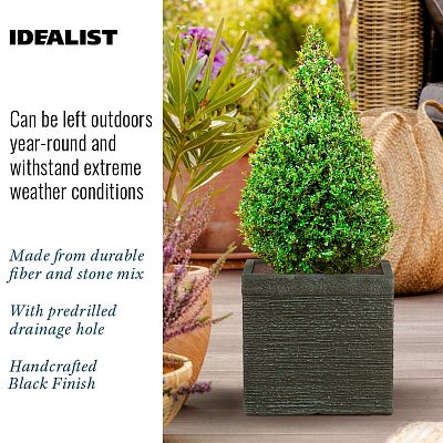 IDEALIST Lite Ribbed Light Concrete Square Planter