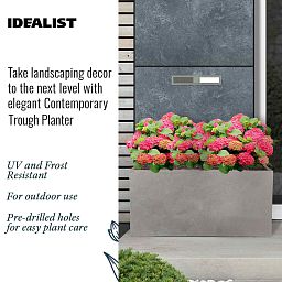 IDEALIST Lite Contemporary Light Concrete Trough Planter