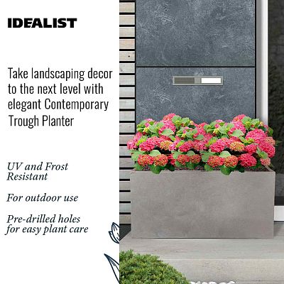 IDEALIST Lite Contemporary Light Concrete Trough Planter