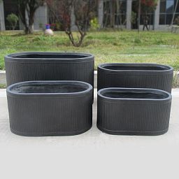 IDEALIST Lite Vertical Ribbed Vintage Style Oval Trough Planter