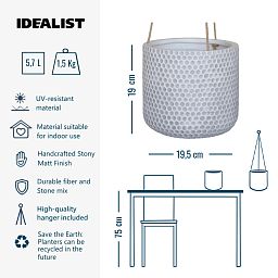 IDEALIST Lite Honeycomb Style Table and Hanging Cylinder Round Plant Pot Dual Use Indoor Planter
