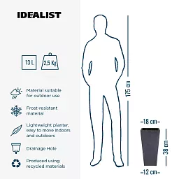 IDEALIST Lite Tall Tapered Contemporary Light Concrete Planter