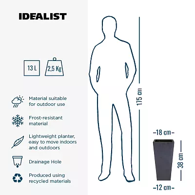 IDEALIST Lite Tall Tapered Contemporary Light Concrete Planter