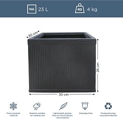 IDEALIST Lite Vertical Ribbed Vintage Style Square Planter