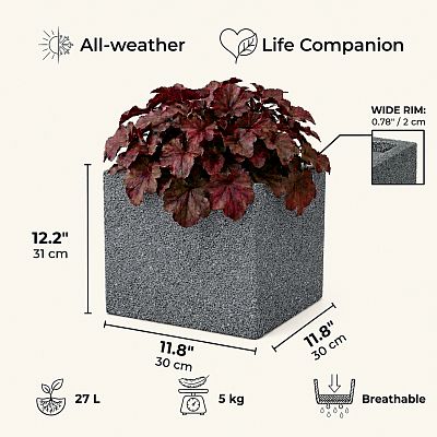 IDEALIST Lite Textured Concrete Effect Square Outdoor Planter