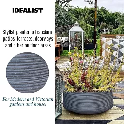 IDEALIST Lite Large Ribbed Light Concrete Bowl Planter