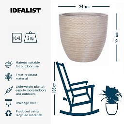 IDEALIST Lite Plaited Style Round Planter Outdoor Plant Pot
