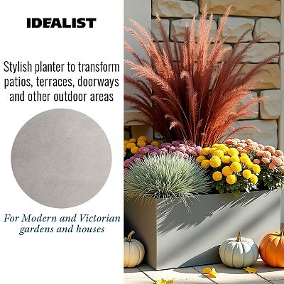 IDEALIST Lite Contemporary Light Concrete Trough Planter Set