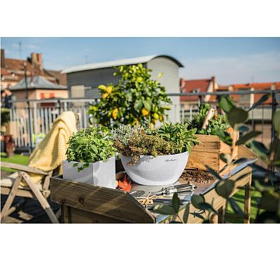 LECHUZA CUBETO COLOR Round Stone Look Poly Resin Self-watering Planter