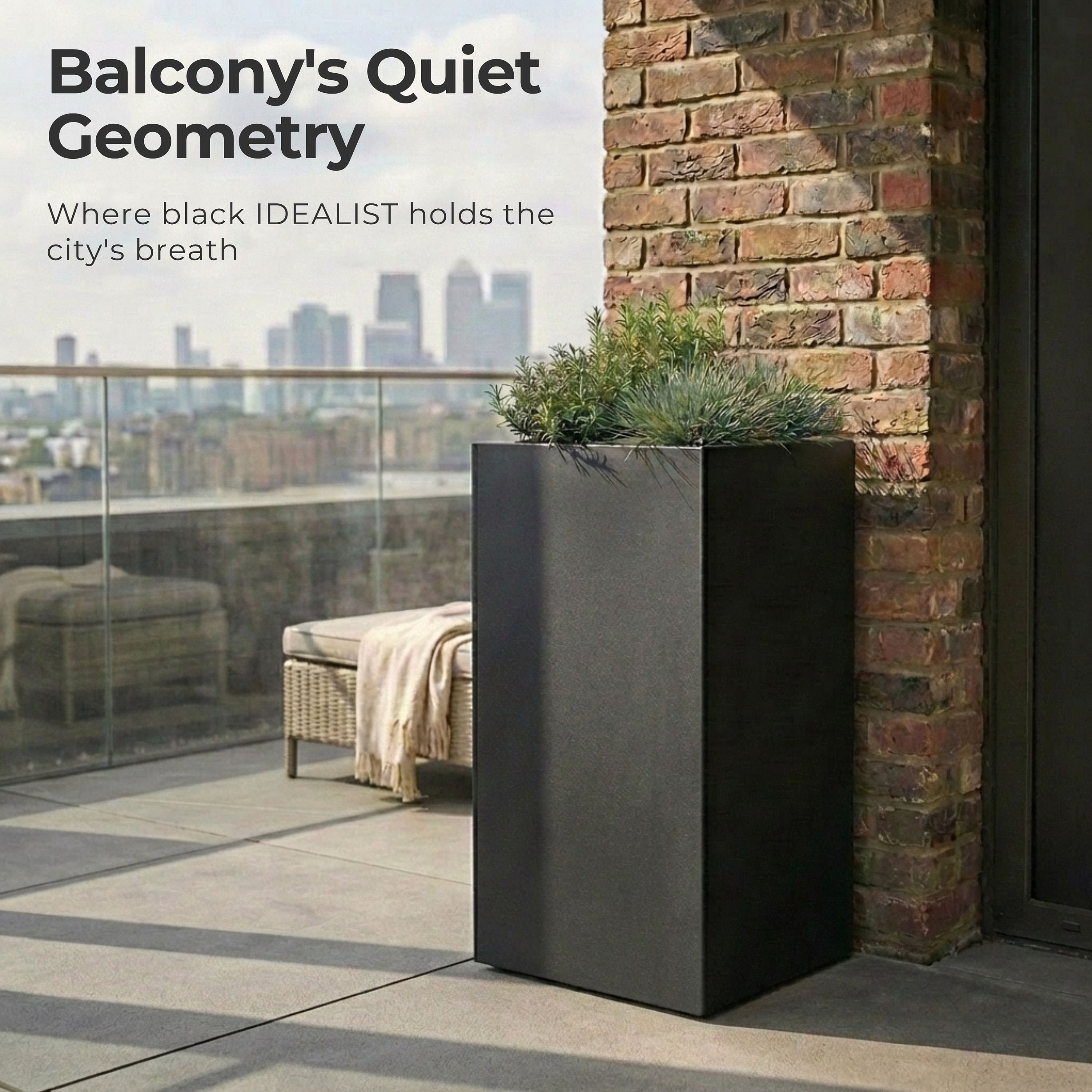 IDEALIST Lite Tall Square Contemporary Light Concrete Planter