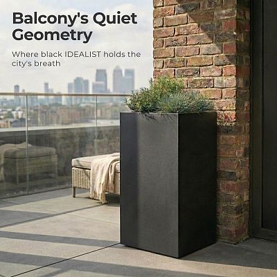 IDEALIST Lite Tall Square Contemporary Light Concrete Planter