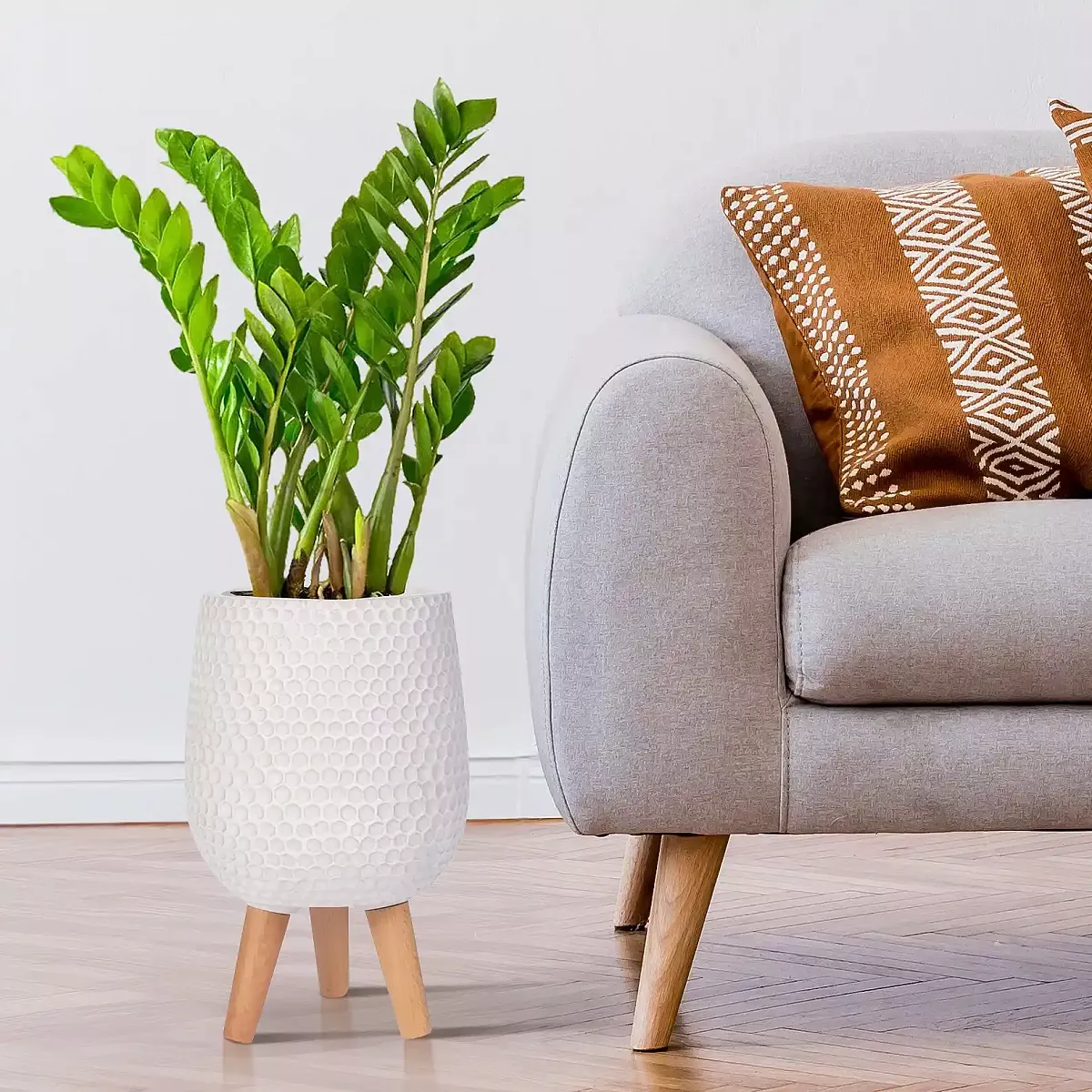 IDEALIST Lite Honeycomb Style Egg Planter on Legs, Round Pot Plant Stand Indoor