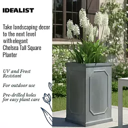 IDEALIST Lite Faux Lead Chelsea Light Concrete Tall Square Planter