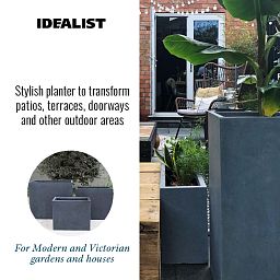 IDEALIST Lite Contemporary Light Concrete Trough Planter Set
