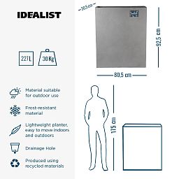 IDEALIST Lite Narrow Contemporary Light Concrete Trough Planter