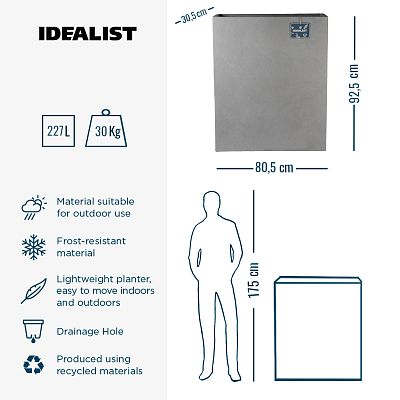 IDEALIST Lite Narrow Contemporary Light Concrete Trough Planter