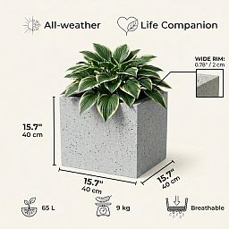 IDEALIST Lite Square Box Contemporary Marble Light Concrete Planter