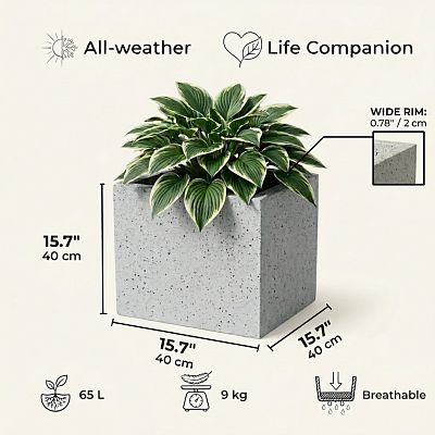 IDEALIST Lite Square Box Contemporary Marble Light Concrete Planter