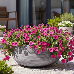 IDEALIST Lite Ribbed Light Concrete Bowl Planter