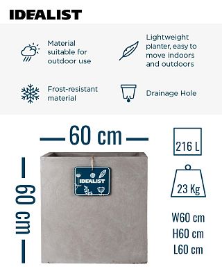 IDEALIST Lite Square Box Contemporary Light Concrete Planter