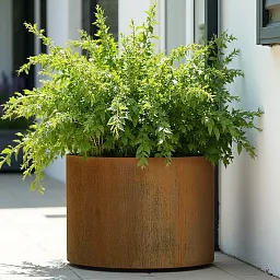 Atlas Round Tall Corten Steel Outdoor Planter