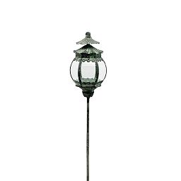 Round Metal Ornament Garden Stake Dark Silver Lantern by Minster