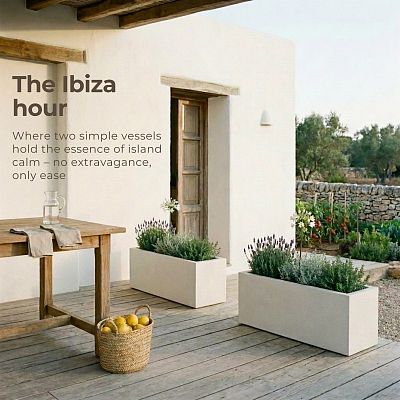IDEALIST Lite Contemporary Light Concrete High Trough Planter