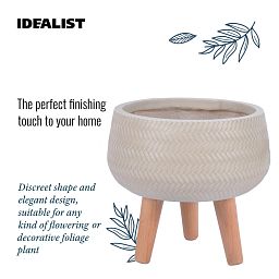 IDEALIST Lite Plaited Style Bowl Planter on Legs, Round Pot Plant Stand Indoor