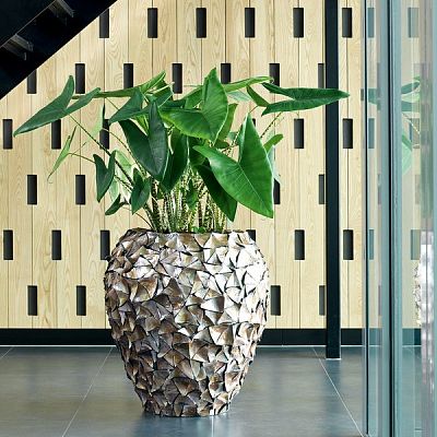 Shell 80 Round Tall Polystone Indoor Planter