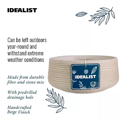 IDEALIST Lite Large Ribbed Light Concrete Bowl Planter