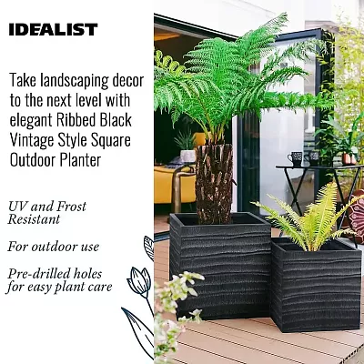 IDEALIST Lite Straw Ribbed Square Outdoor Planter