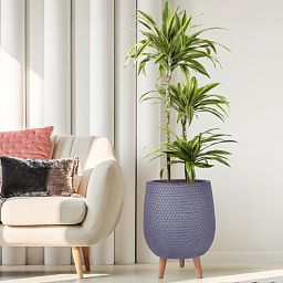 IDEALIST Lite Honeycomb Style Egg Planter on Legs, Round Pot Plant Stand Indoor