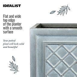 IDEALIST Lite Faux Lead Lattice Planter Light Concrete Square Box