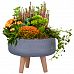 Striped Tray Round Planter on Legs, Round Pot Plant Stand Indoor by Idealist Lite