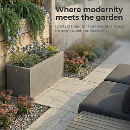 IDEALIST Lite Contemporary Light Concrete High Trough Planter Set